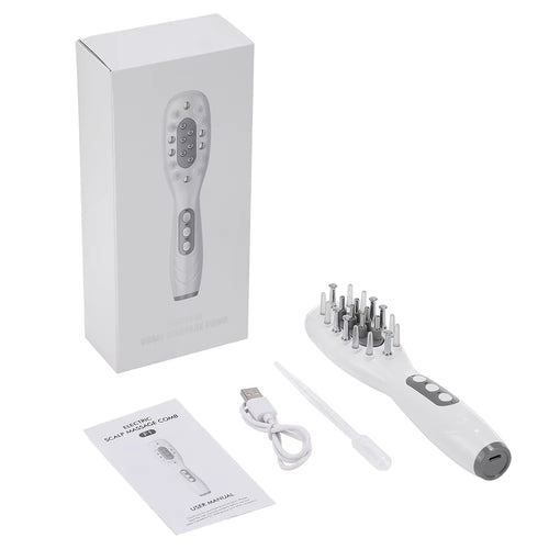 Electric Scalp Massage Comb Red Blue LED Light Therapy EMS Vibration Massage Brush Anti-Hair Loss Medicine Scalp Oil Applicator